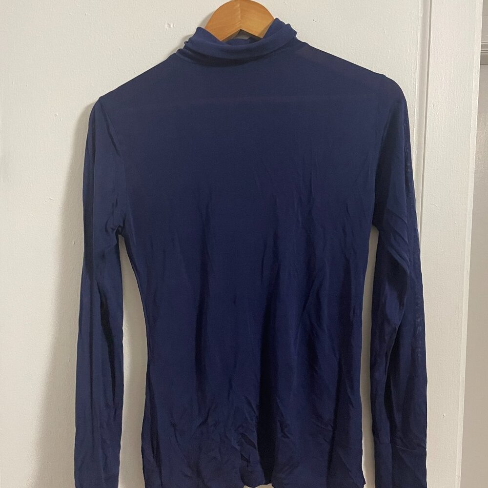 Silk sheer long sleeve - navy